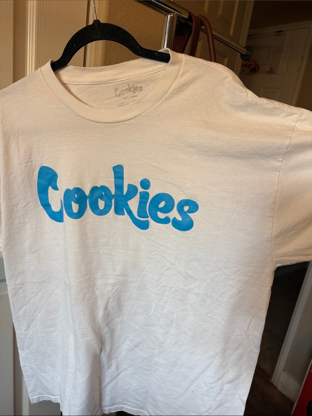 E15 Cookies White T-Shirt with Blue Logo